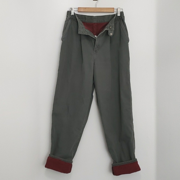 VINTAGE L.L. BEAN FLANNEL LINED PATHFINDER HIGH-WAISTED' PANTS, 100% COTTON, $45 - Picture 1 of 9